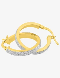 Boucles d'oreilles créoles or jaune 375 ‰ et glitter, diamètre 15 mm SO OR