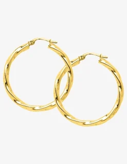 Boucles d'oreilles créoles torsadées 25 mm plaqué or tube 3 mm SO OR