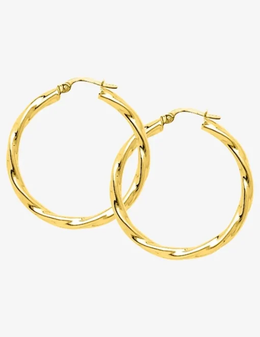 Boucles d'oreilles créoles torsadées 25 mm plaqué or tube 3 mm SO OR