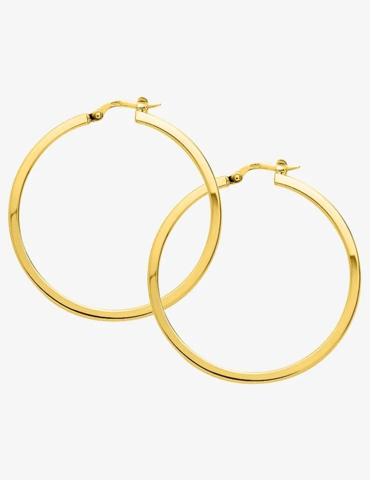 Boucles d'oreilles créoles 35 mm plaqué or fil carré 2 mm SO OR