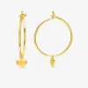 Boucles d'oreilles créoles en plaqué or, breloque cœur SO OR