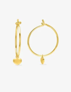 Boucles d'oreilles créoles en plaqué or, breloque cœur SO OR