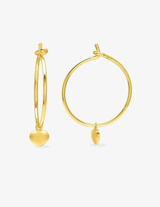 Boucles d'oreilles créoles en plaqué or, breloque cœur SO OR