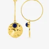 Boucles d'oreilles créoles acier doré et lapis-lazuli bleu synthétique SO OR