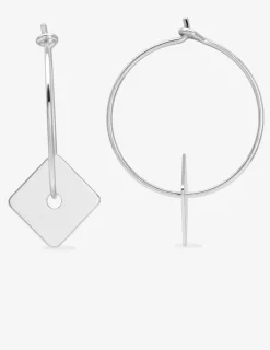 Boucles d'oreilles créoles motif carré argent 925‰ SO OR