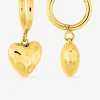 Boucles d'oreilles créoles pendantes cœur, acier doré SO OR