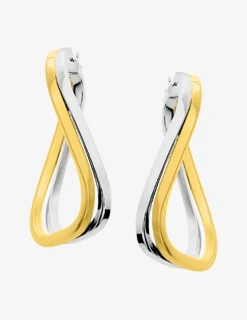 Boucles d'oreilles créoles bicolores plaqué or et rhodium SO OR