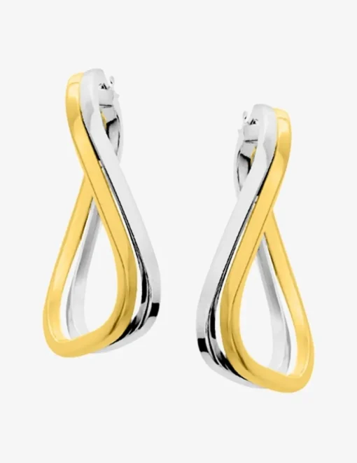 Boucles d'oreilles créoles bicolores plaqué or et rhodium SO OR