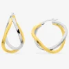 Boucles d'oreilles créoles bicolores originales plaqué or et rhodium SO OR
