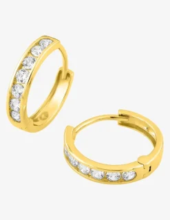 Boucles d'oreilles créoles or jaune 375 ‰ et oxydes de zirconium SO OR