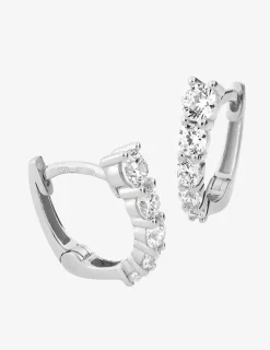 Boucles d'oreilles créoles or blanc 375 ‰ et oxydes de zirconium SO OR