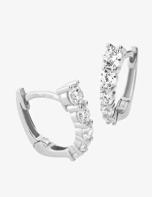 Boucles d'oreilles créoles or blanc 375 ‰ et oxydes de zirconium SO OR