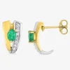 Boucles d'oreilles créoles or jaune 375‰, émeraude SO OR