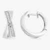 Boucles d'oreilles créoles croisées fermoir charnières argent rhodié 925‰ avec oxyde de zirconium SO OR