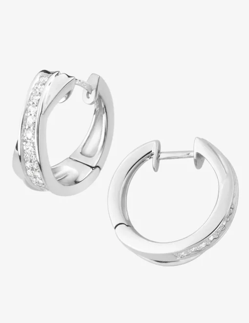 Boucles d'oreilles créoles croisées fermoir charnières argent rhodié 925‰ avec oxyde de zirconium SO OR