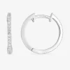 Boucles d'oreilles créoles or blanc 375 ‰, oxydes de zirconium SO OR