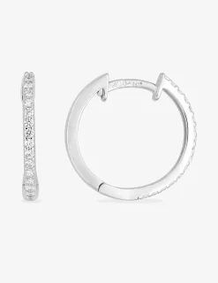 Boucles d'oreilles créoles or blanc 375 ‰, oxydes de zirconium SO OR