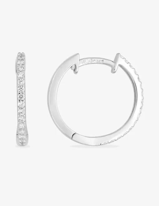 Boucles d'oreilles créoles or blanc 375 ‰, oxydes de zirconium SO OR