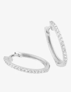 Boucles d'oreilles créoles or blanc 375 ‰, oxydes de zirconium SO OR