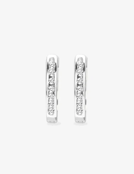 Boucles d'oreilles créoles fermoir charnières argent rhodié 925%o avec oxyde de zirconium SO OR
