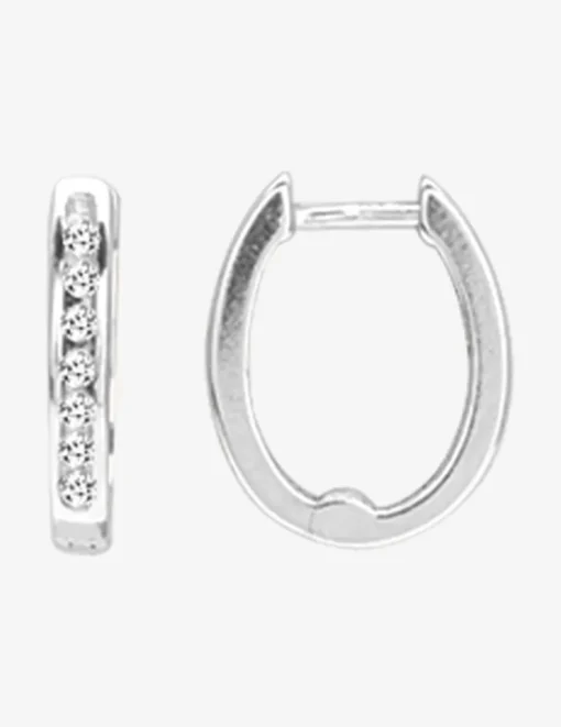 Boucles d'oreilles créoles fermoir charnières argent rhodié 925%o avec oxyde de zirconium SO OR