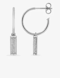 Boucles d'oreilles créoles en argent 925 ‰ rhodié, breloque avec oxydes de zirconium SO OR
