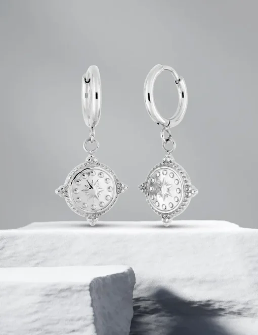 Boucles d'oreilles créoles pendantes en acier SO OR