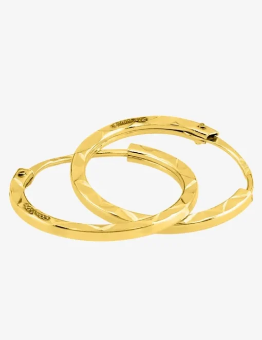 Boucles d'oreilles créoles diamantées en or jaune 375 ‰ SO OR