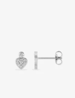 Boucles d'oreilles cœur argent 925‰ rhodié et oxydes de zirconium SO OR