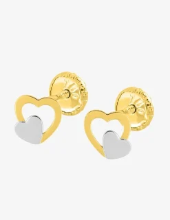 Boucles d'oreilles cœur bicolores or 750 ‰ SO OR