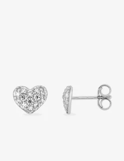 Boucles d'oreilles cœur en or blanc 375‰ et oxyde de zirconium SO OR
