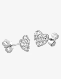 Boucles d'oreilles cœur en or blanc 375‰ et oxyde de zirconium SO OR