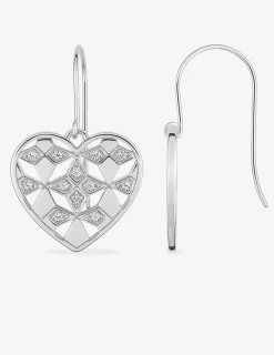 Boucles d'oreilles cœur géométrique argent 925‰ rhodié et oxydes de zirconium SO OR