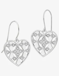 Boucles d'oreilles cœur géométrique argent 925‰ rhodié et oxydes de zirconium SO OR