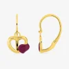 Boucles d'oreilles cœur or jaune 750 ‰ laque rose SO OR
