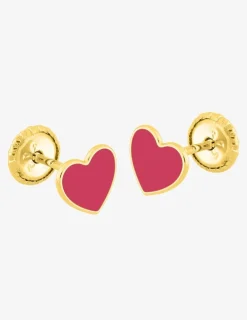 Boucles d'oreilles cœur or jaune 375‰ et laque SO OR