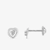 Boucles d'oreilles cœur or blanc 750 ‰ et oxyde de zirconium SO OR