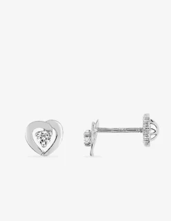 Boucles d'oreilles cœur or blanc 750 ‰ et oxyde de zirconium SO OR