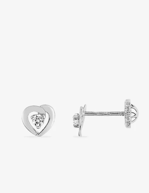 Boucles d'oreilles cœur or blanc 750 ‰ et oxyde de zirconium SO OR