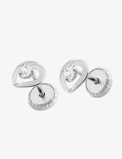 Boucles d'oreilles cœur or blanc 750 ‰ et oxyde de zirconium SO OR