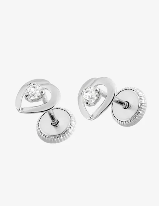 Boucles d'oreilles cœur or blanc 750 ‰ et oxyde de zirconium SO OR