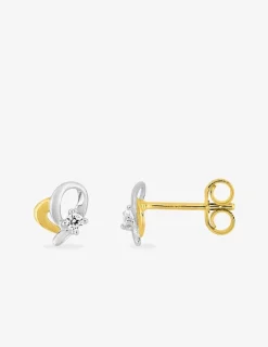 Boucles d'oreilles cœur or 375‰ bicolores et oxyde de zirconium SO OR