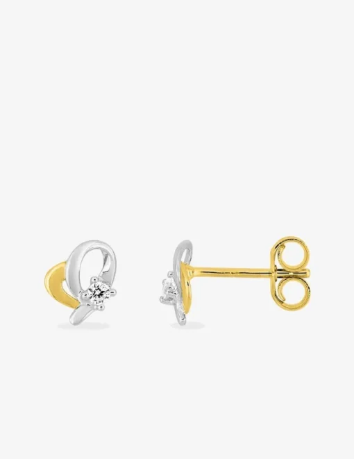 Boucles d'oreilles cœur or 375‰ bicolores et oxyde de zirconium SO OR