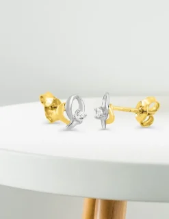 Boucles d'oreilles cœur or 375‰ bicolores et oxyde de zirconium SO OR