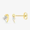 Boucles d'oreilles cœur or jaune 750 ‰, oxyde de zirconium et rhodium SO OR