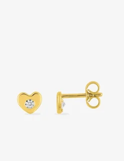 Boucles d'oreilles cœur or jaune 375‰ et oxyde de zirconium SO OR