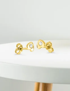 Boucles d'oreilles cœur or jaune 375‰ et oxyde de zirconium SO OR