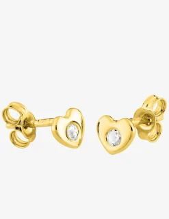 Boucles d'oreilles cœur or jaune 375‰ et oxyde de zirconium SO OR