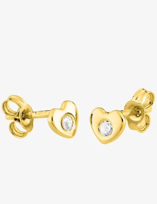 Boucles d'oreilles cœur or jaune 375‰ et oxyde de zirconium SO OR