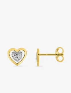Boucles d'oreilles cœur or jaune 375‰ et oxyde de zirconium SO OR